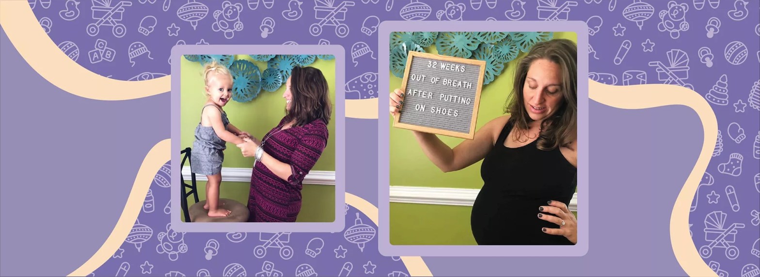 Alex Vance at six months pregnant in a photo with her older daughter.